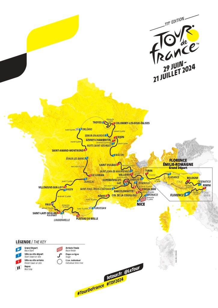 Tour de France 2024 le parcours les cartes et profils des étapes